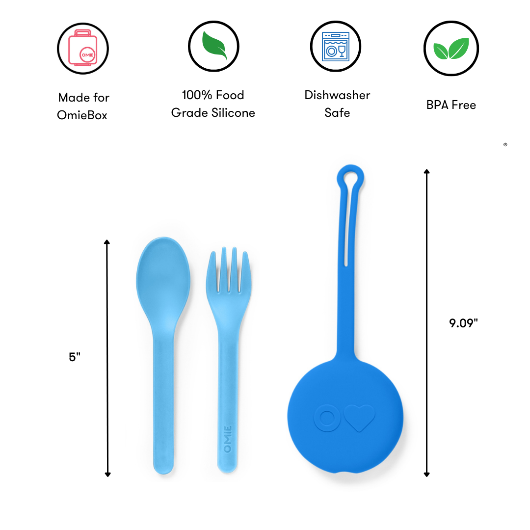 Omiebox - OmiePod Capri Blue Silicone Fork and Spoon Set