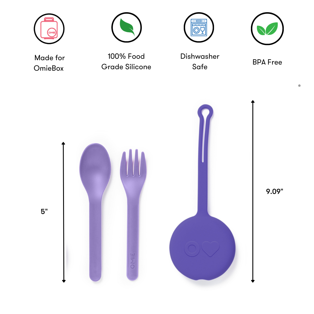 Omiebox - OmiePod Purple Silicone Fork and Spoon Set