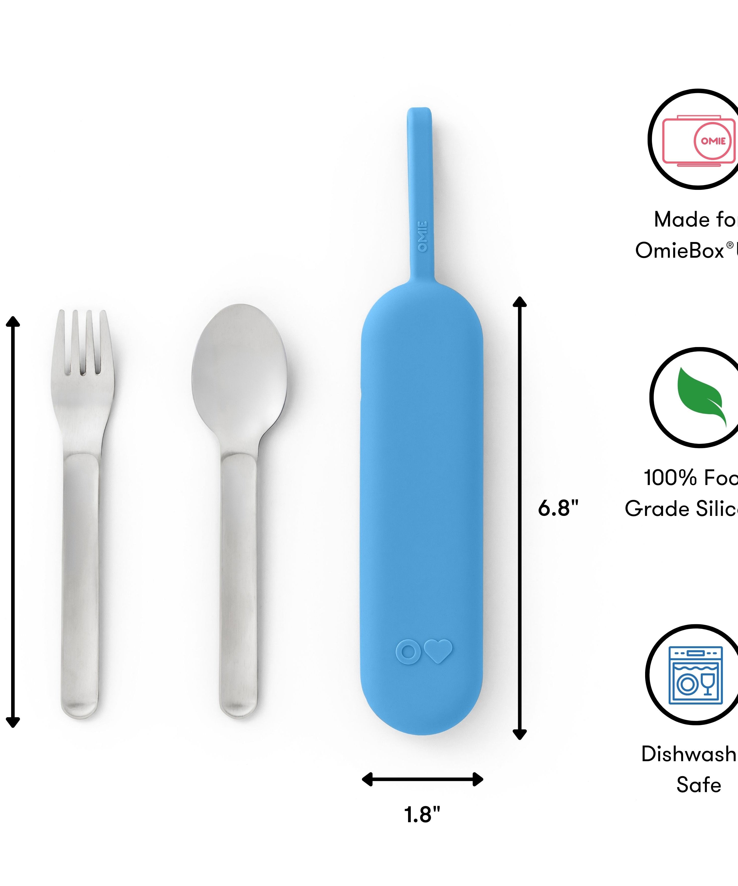 Omiebox - OmiePod UP Azure Silicone Fork and Spoon Set