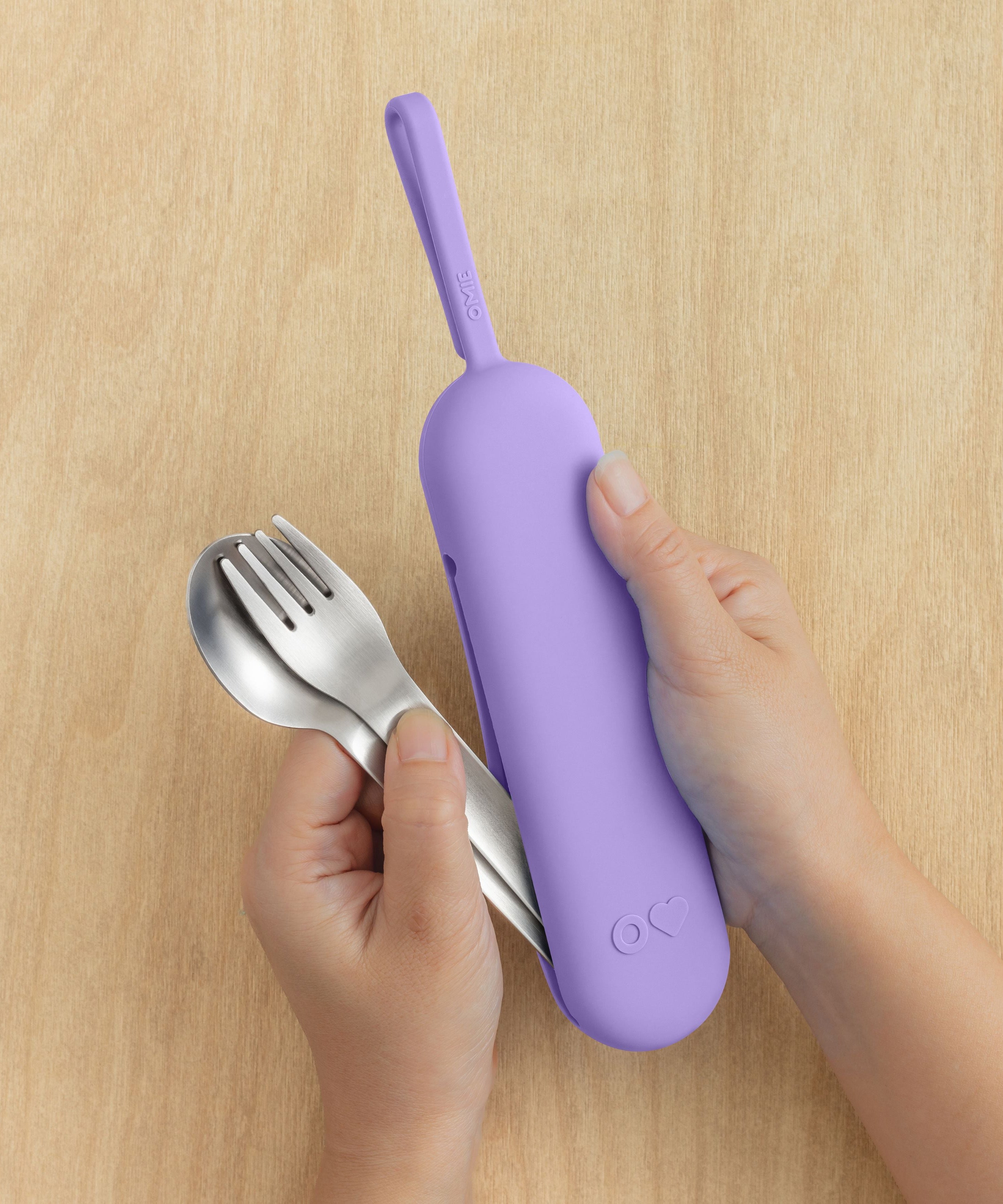 Omiebox - OmiePod UP Violet Silicone Fork and Spoon Set