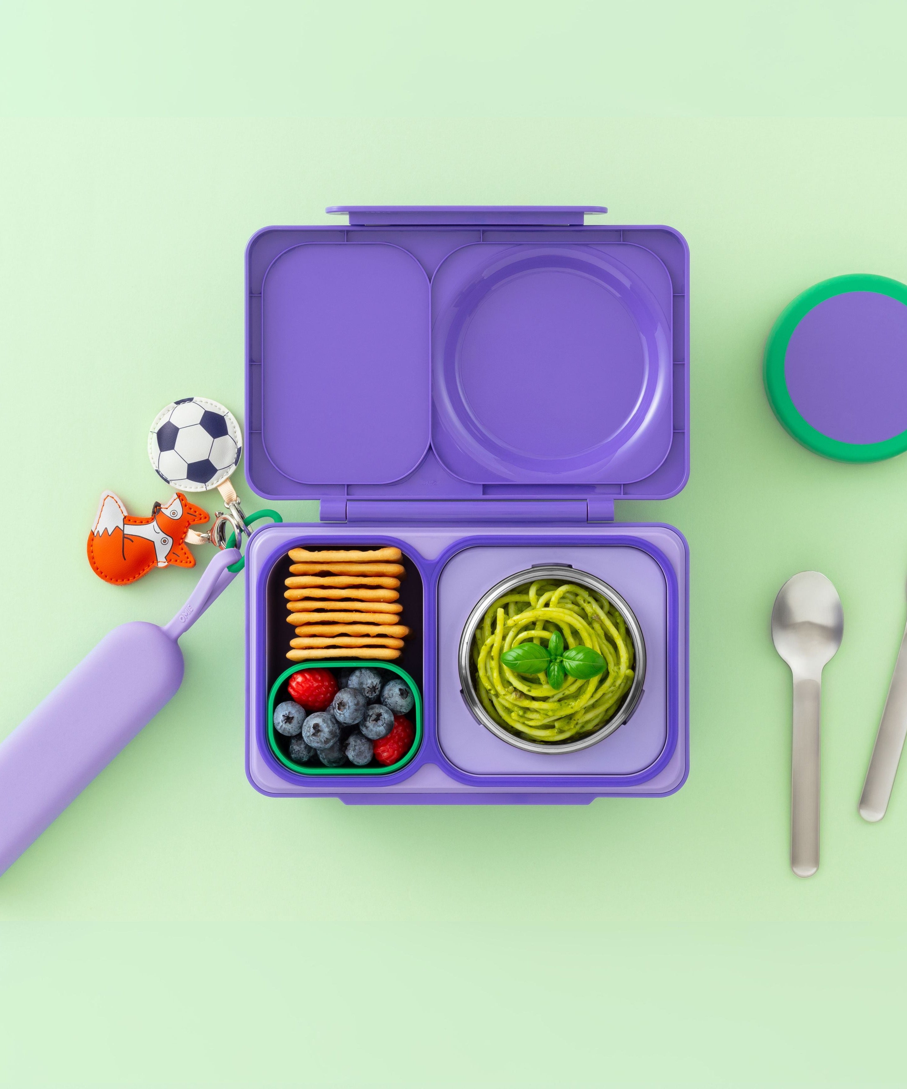 Omiebox - OmiePod UP Violet Silicone Fork and Spoon Set