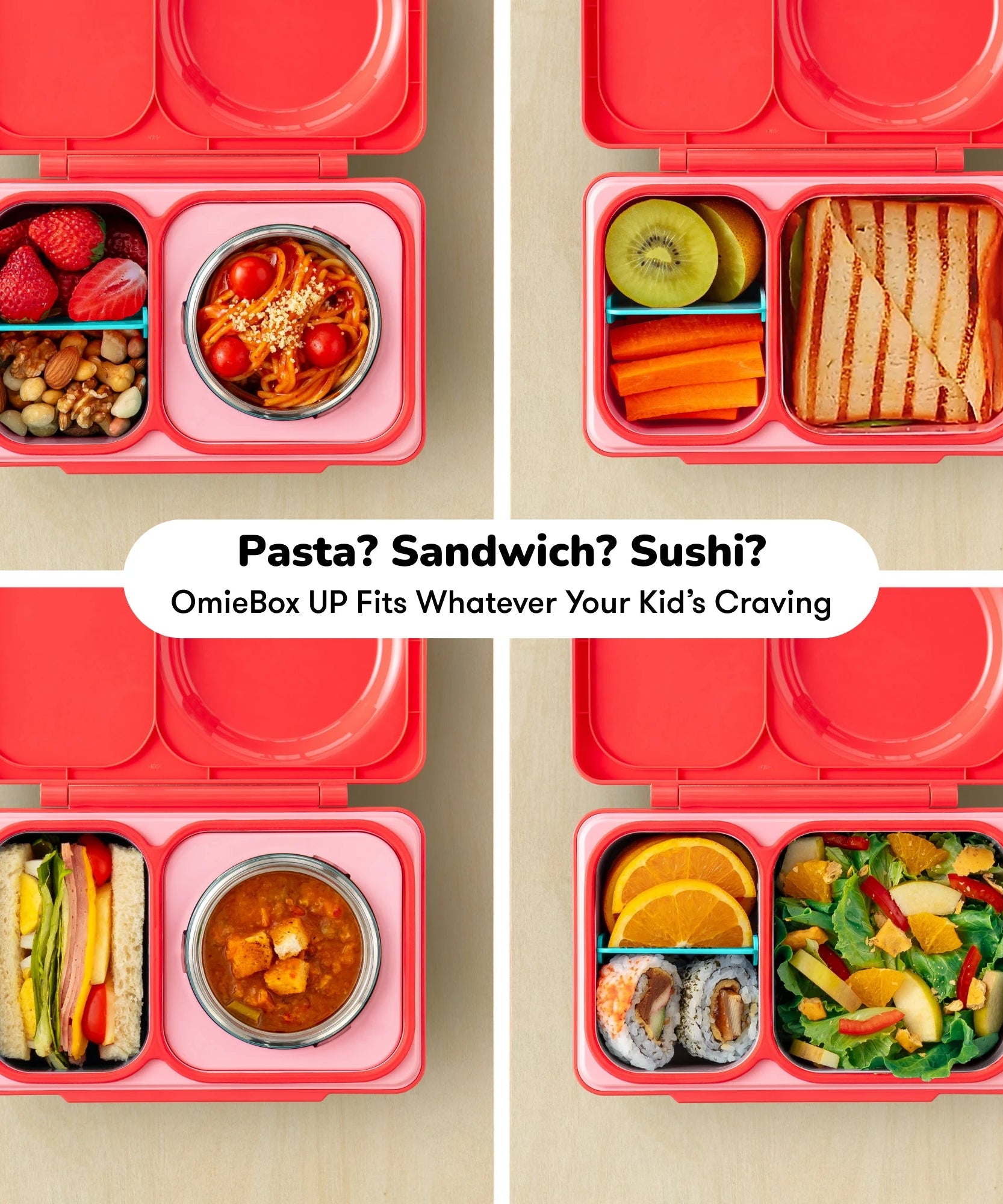 Omiebox - UP Heat Insulated 2nd Generation Cherry Pink Bento Lunch Box