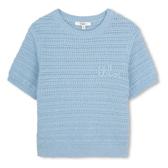 Chloé - Organic Cotton Crochet T-Shirt | Blue