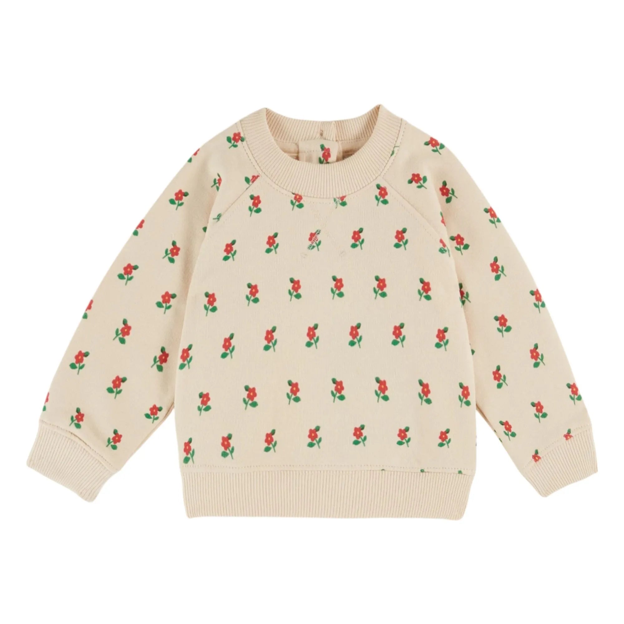 Emile et Ida - Organic Cotton Floral Print Sweatshirt | Ecru
