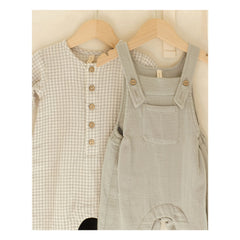 Quincy Mae - Organic Cotton Gingham Romper | Gray Blue