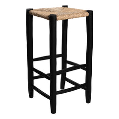 Cosydar - Palm Leaf and Painted Wooden Stool | Black