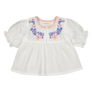 Louis Louise - Pooni Embroidered Blouse | White