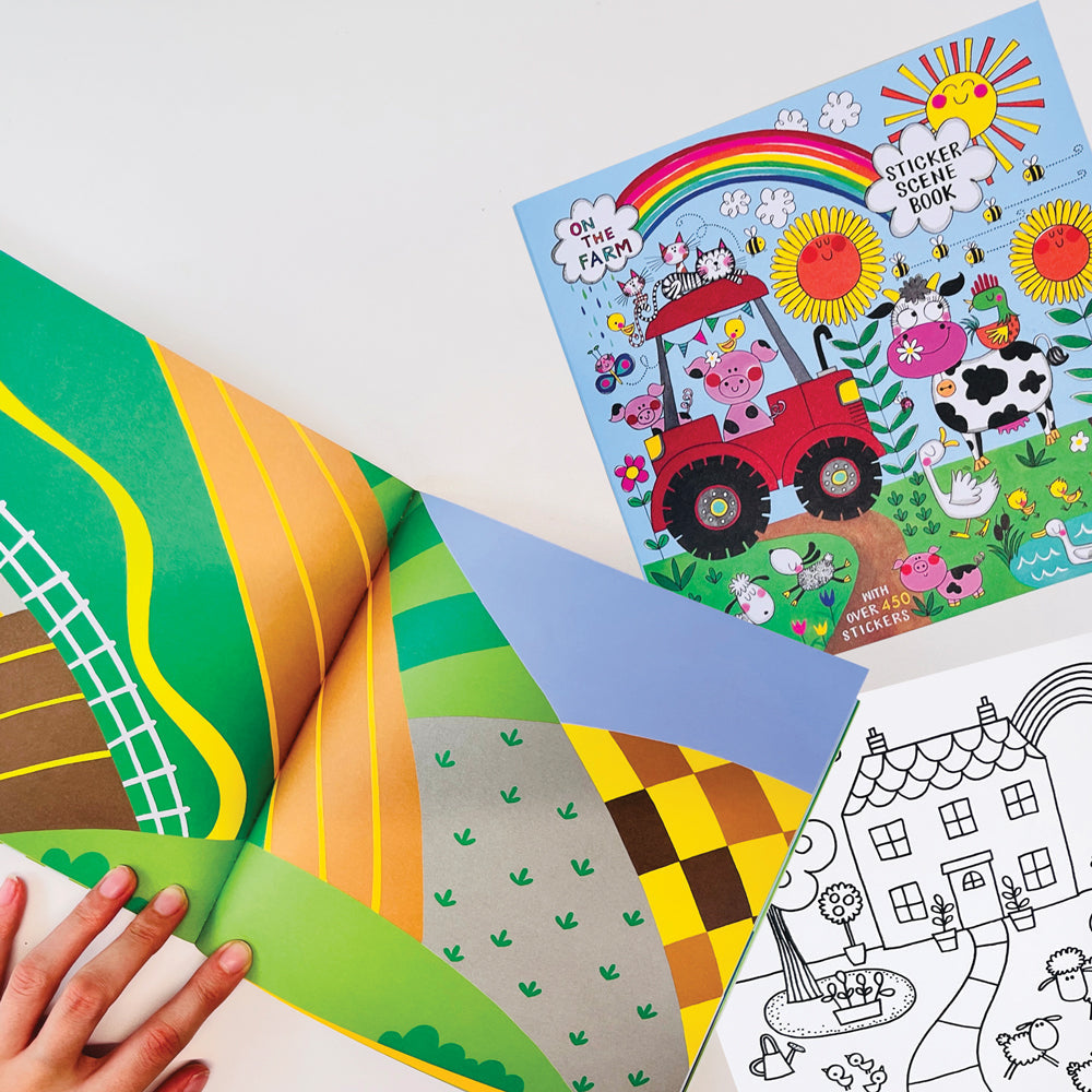 Rachel Ellen - On The Farm Sticker Scene Colouring and Activity Book