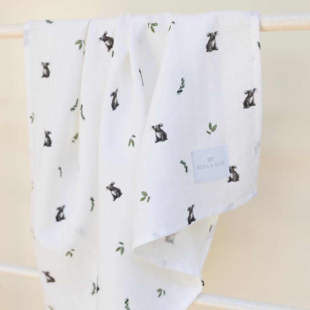 Rosa & Blue Muslin Squares - Koala - 3 Pack-Muslin Squares-Koala- | Natural Baby Shower