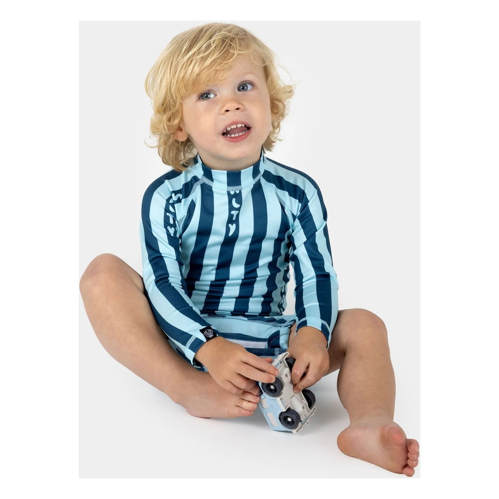 Beach & Bandits - Salty Stripes Recycled Fiber UV Protection Romper | Navy Blue