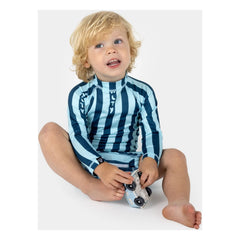 Beach & Bandits - Salty Stripes Recycled Fiber UV Protection Romper | Navy Blue