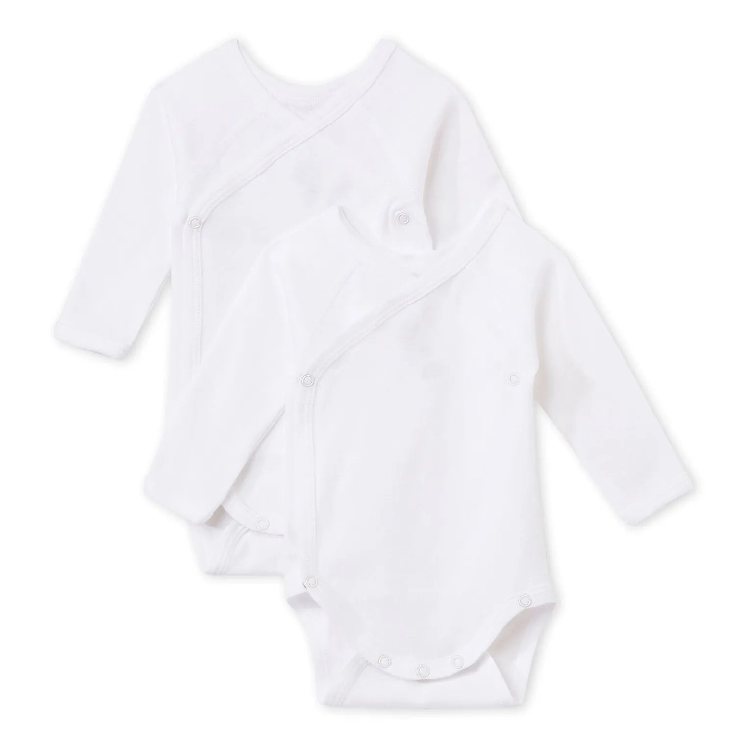 Petit Bateau - Pack of 2 Cross Baby Long Sleeve Body Sets Made of Organic Cotton | White
