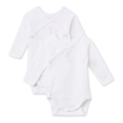 Petit Bateau - Pack of 2 Cross Baby Long Sleeve Body Sets Made of Organic Cotton | White