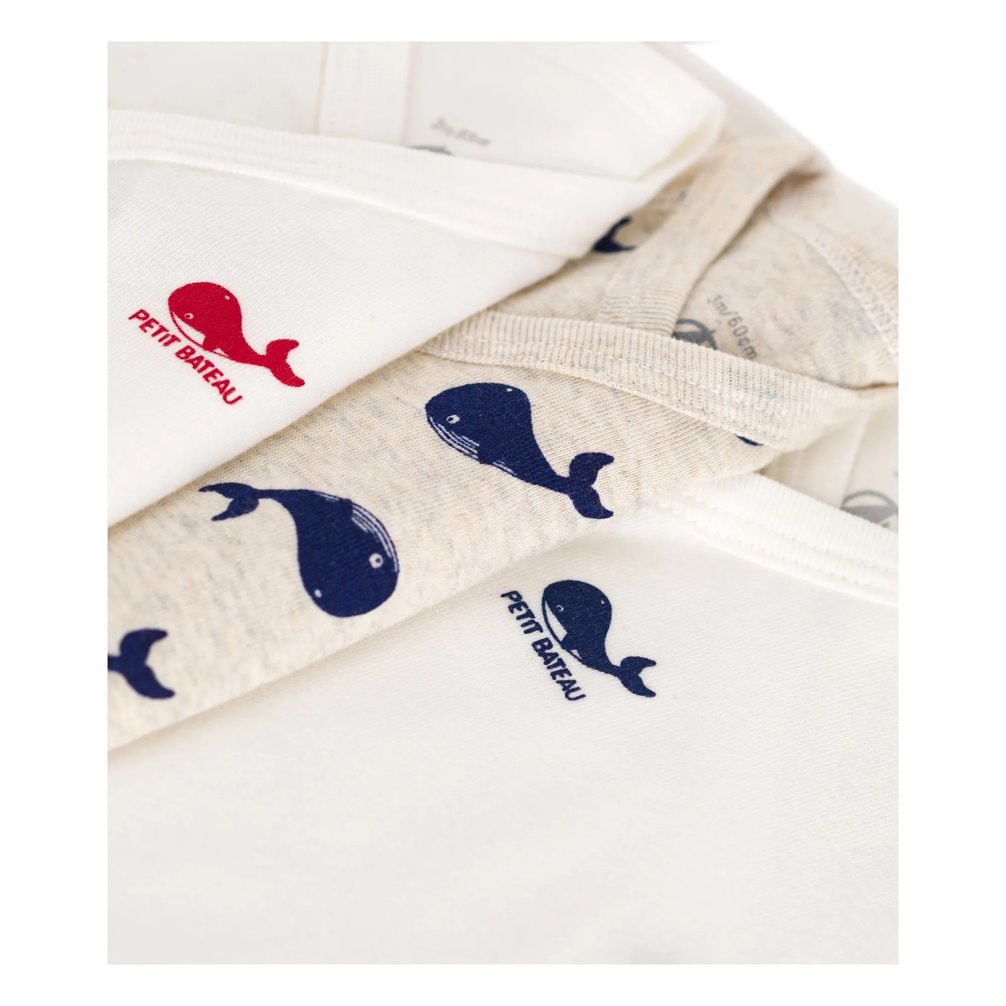 Petit Bateau - 3-Pack Organic Cotton Whale Newborn Body Set | Ecru