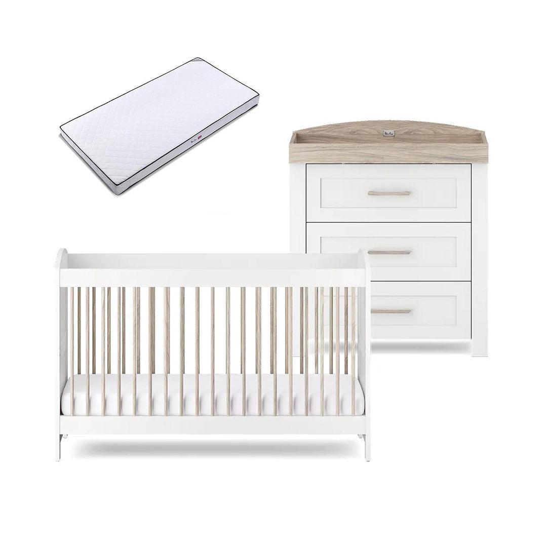 Silver Cross Valencia 2 Piece Nursery Set (Cot Bed & Dresser) - Ash White-Nursery Sets-Ash White-Classic Mattress | Natural Baby Shower