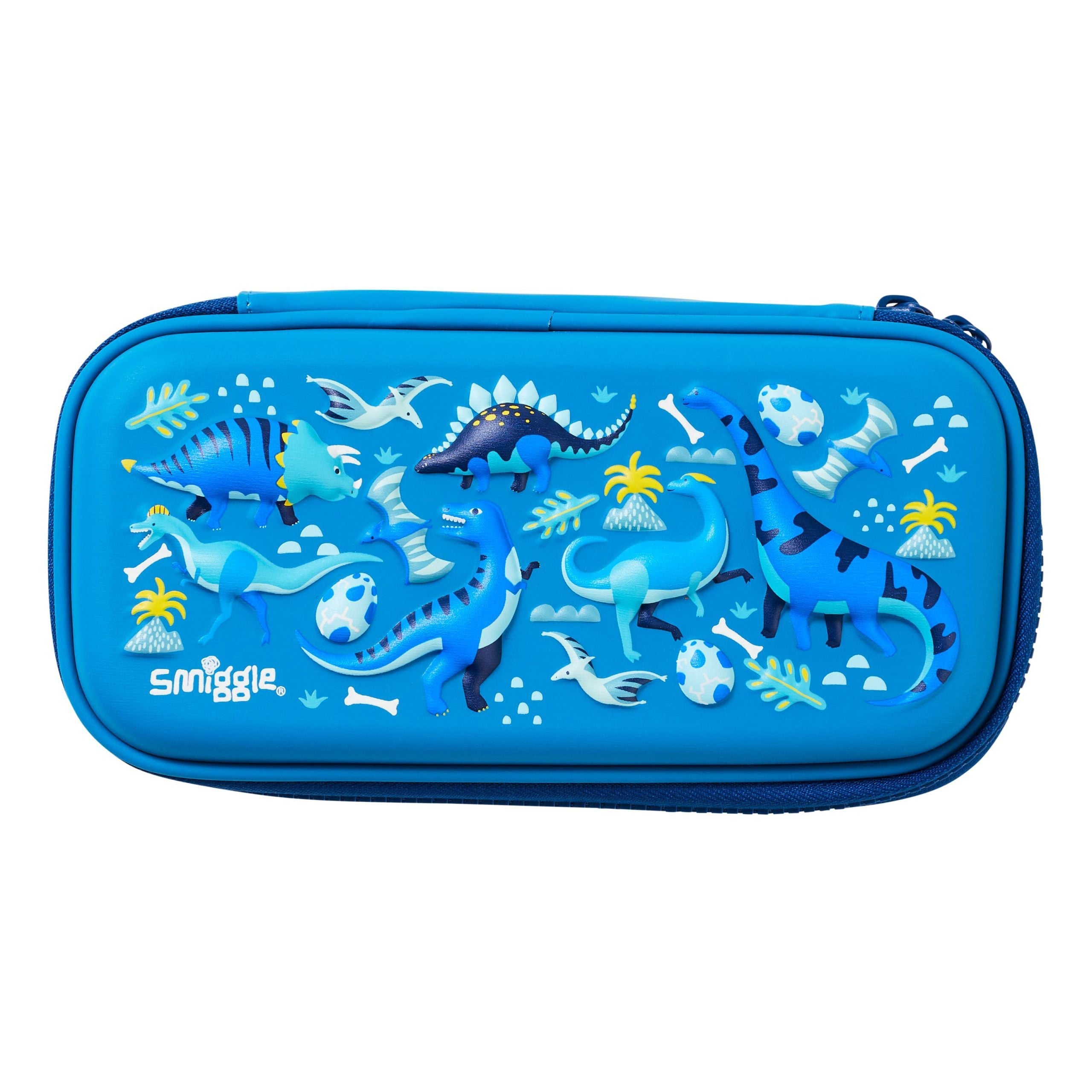 Smiggle - 3D Embossed Hardtop Blue Small Pencil Case