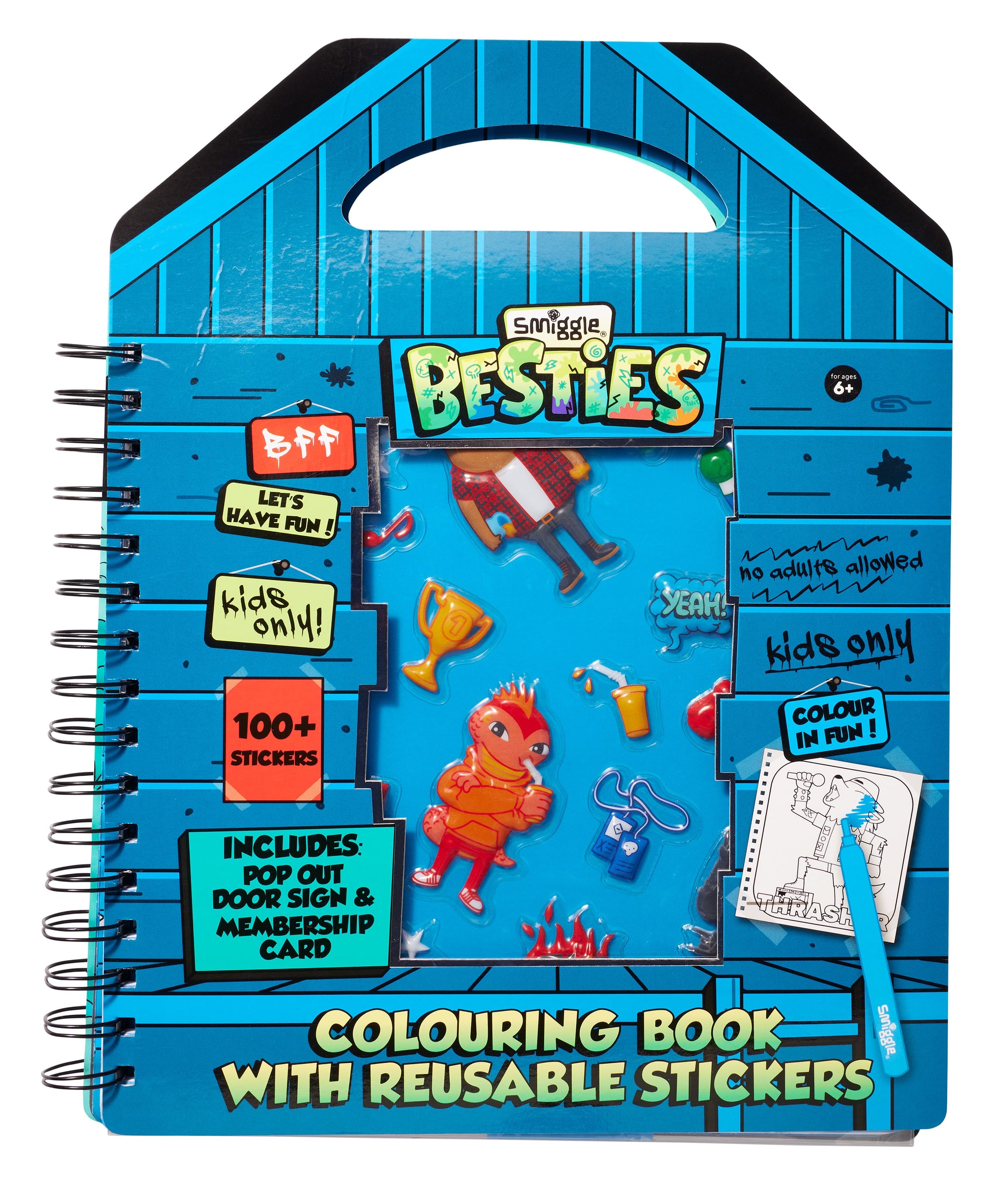 Smiggle - Besties Yeniden Kullanılabilir Çıkartmalı Boyama Kitabı - Dinossi