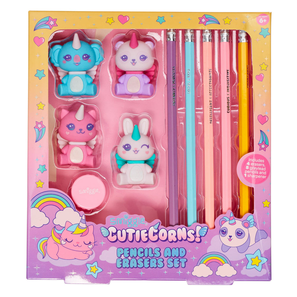 Smiggle - Cutie Corns Fun Pencil and Eraser Pack
