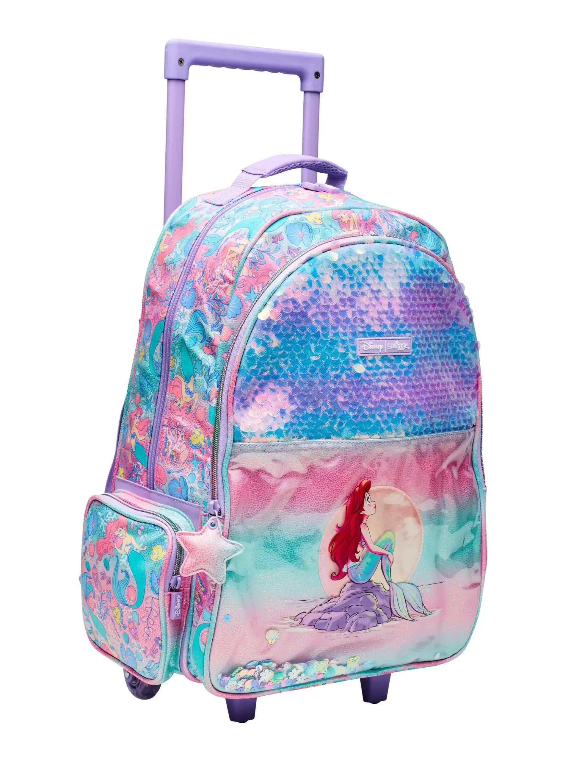 Smiggle - Disney Princess Trolley Lighted Wheeled Bag