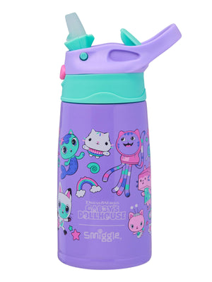 Smiggle - Gabbys Dollhouse 400ML Automatic Straw Steel Water Bottle