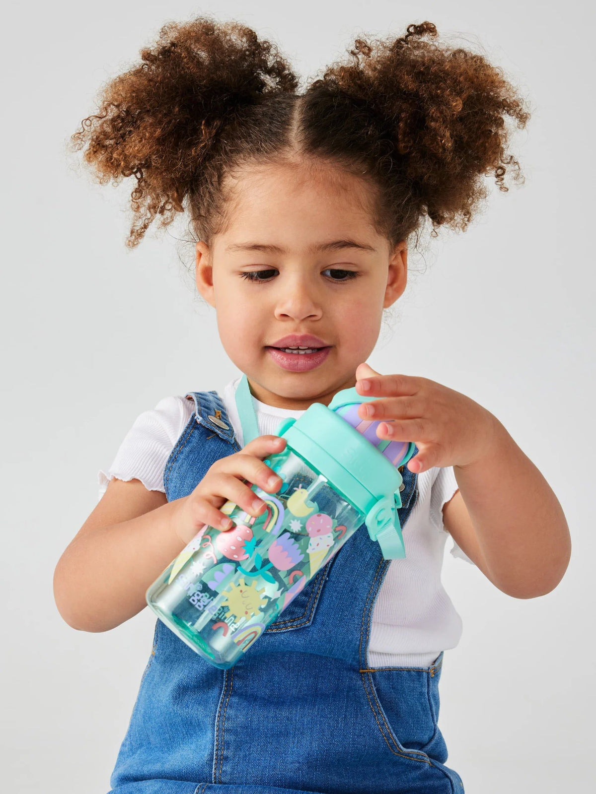Smiggle - Glide Teeny Tiny Straw 440ML BPA Free Hanging Water Bottle