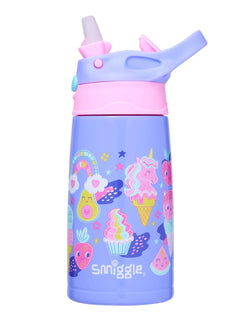Smiggle - Happy Tales 400ML Automatic Straw Steel Water Bottle