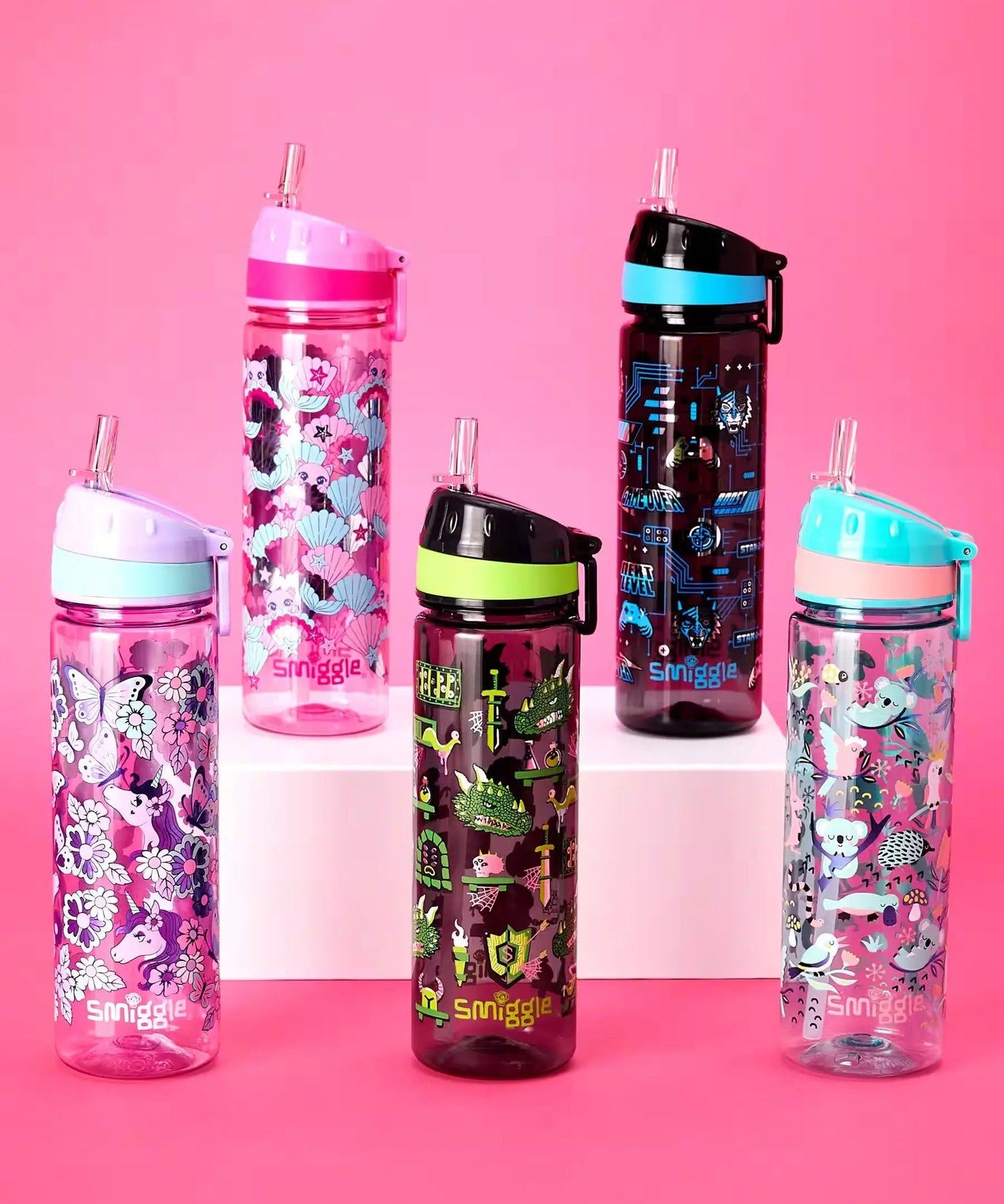 Smiggle - Hi There Pipetli 650ML BPA İçermeyen Suluk - Dinossi