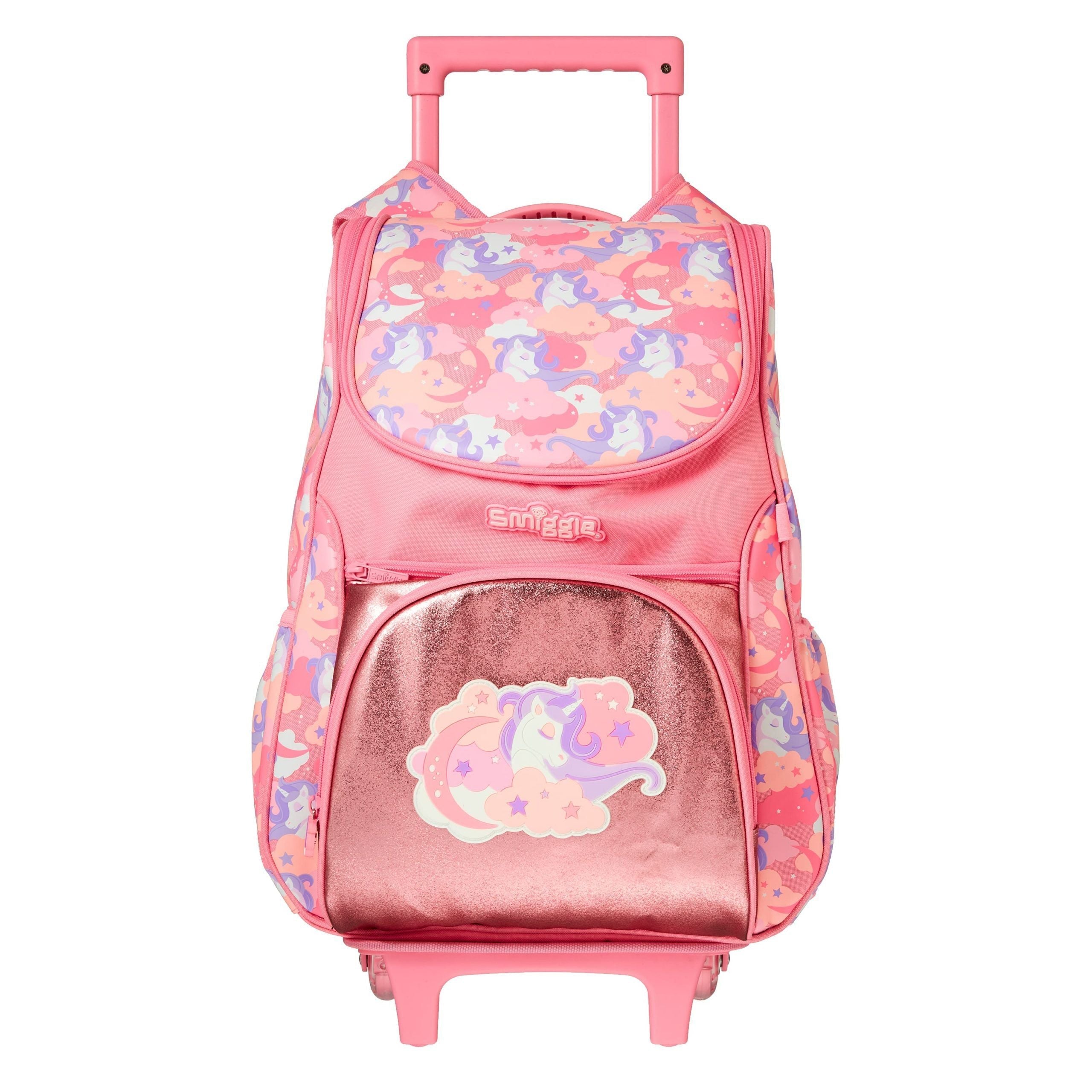 Smiggle - Hide Access Pink Wheeled and Lighted Trolley Backpack