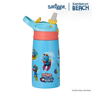 Smiggle - Kangaroo Beach Steel Automatic Straw Bottle 400ML