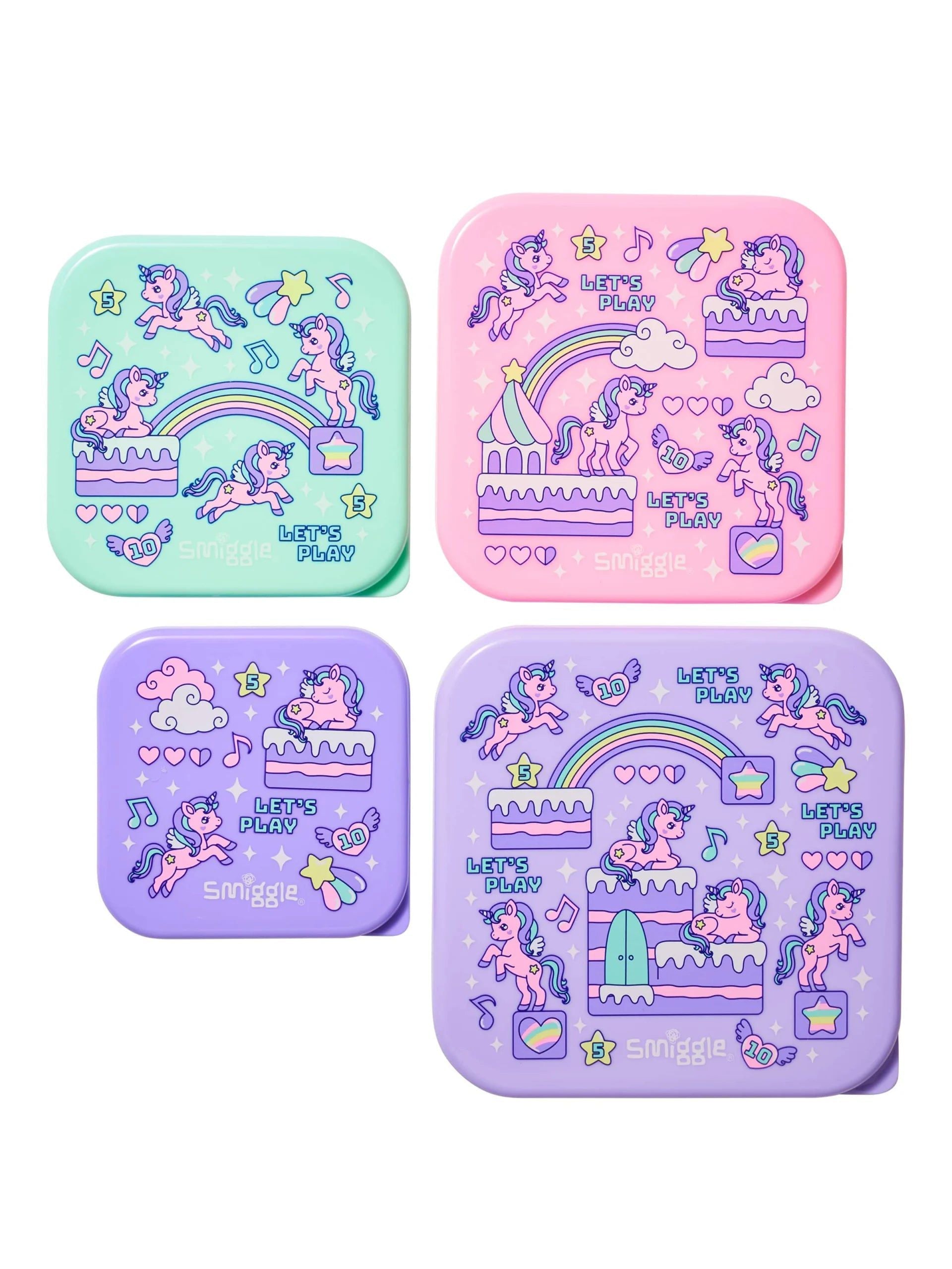 Smiggle - Lets Play 4-Pack Food and Nutrition BPA-Free Containers