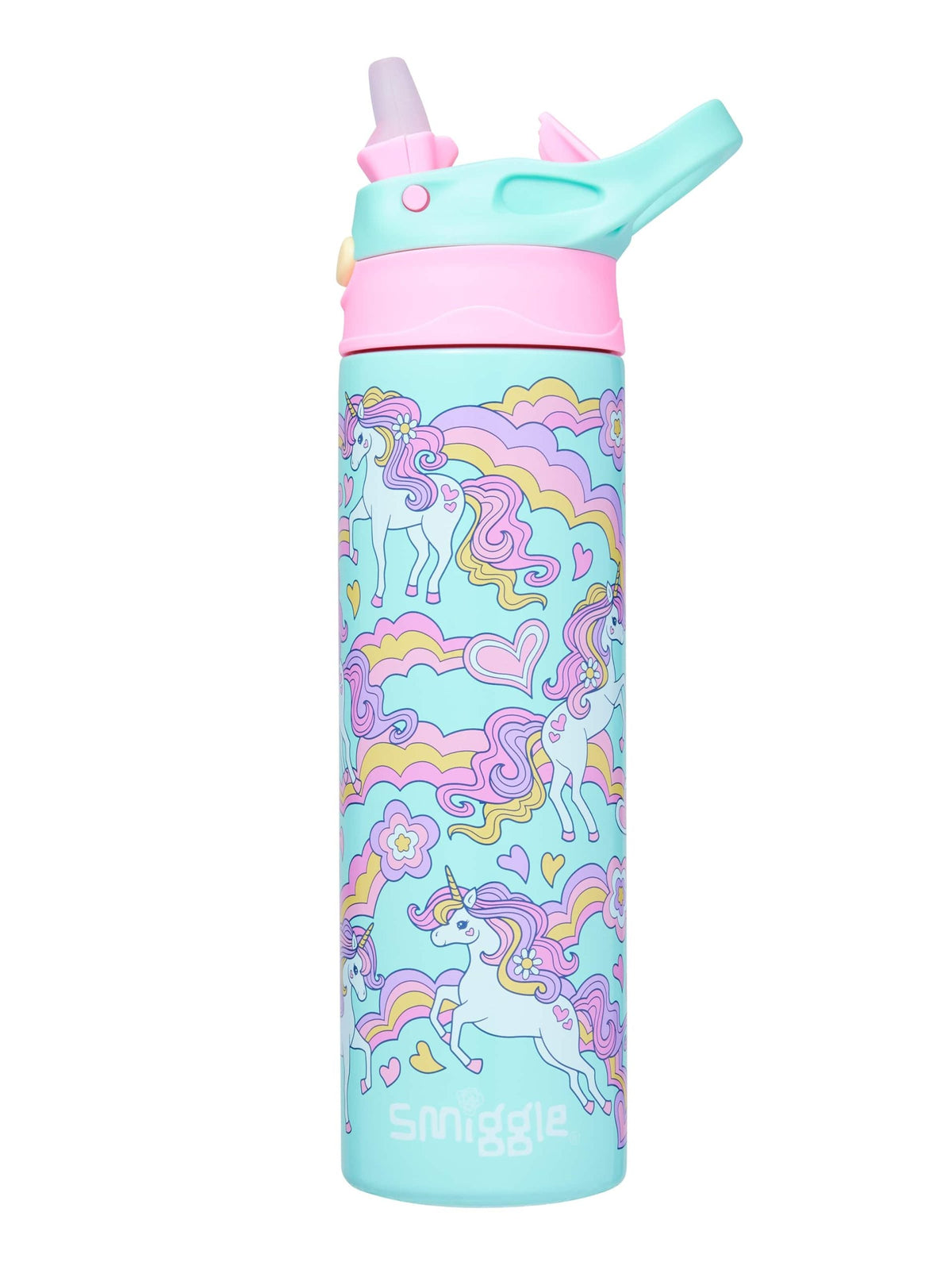 Smiggle - Limitless Stainless Steel 520ML Automatic Straw Bottle