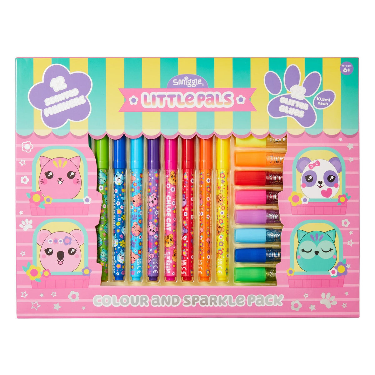 Smiggle - Little Pals Scented and Glitter Marker Pen and Glitter Glue Pack