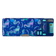 Smiggle - Blue Unicorns Pop Out Automatic Pencil Case with Calculator