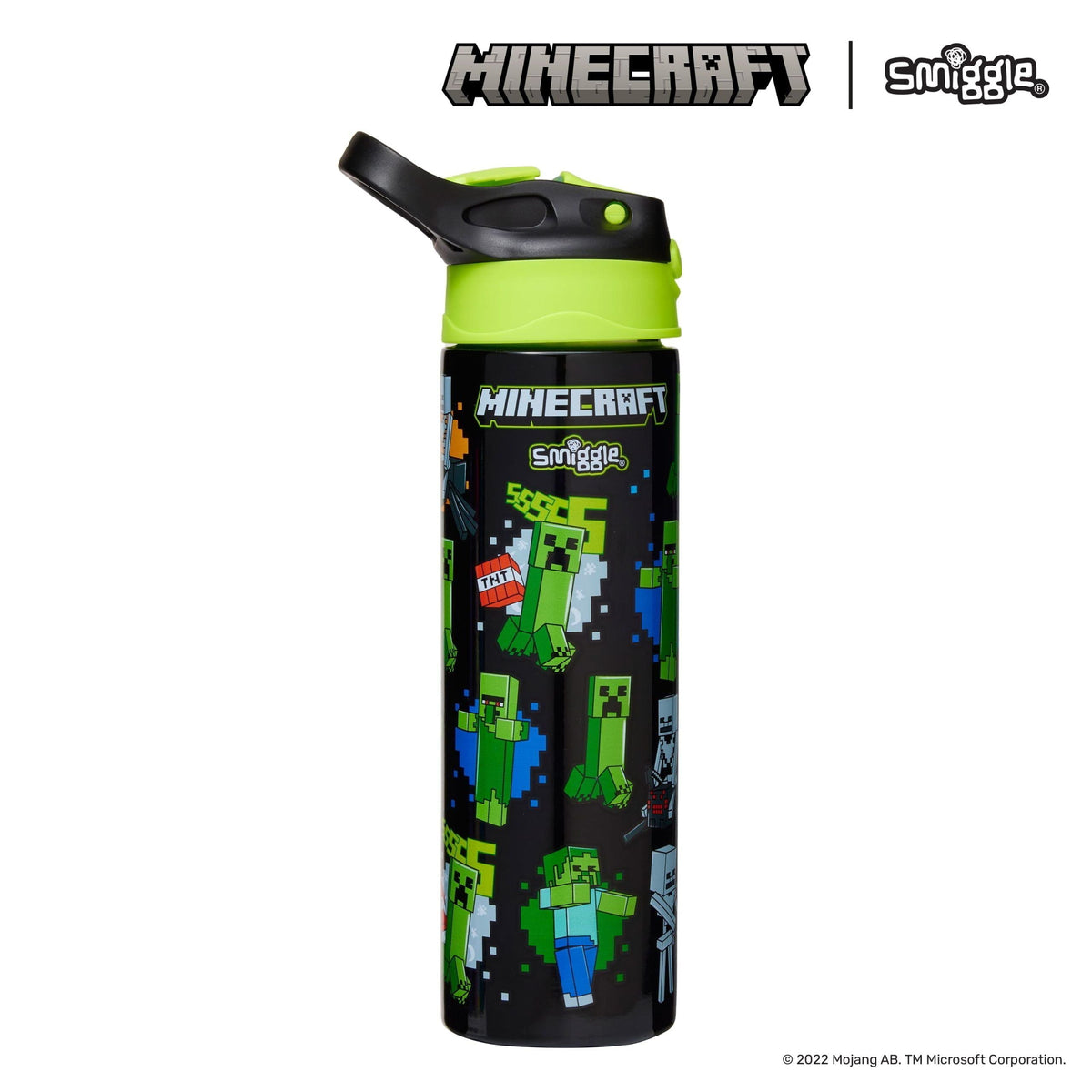 Smiggle - Minecraft Automatic Straw 520ML Steel Water Bottle