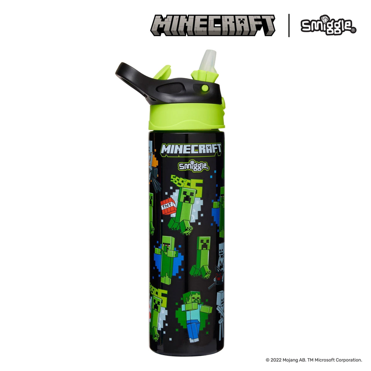 Smiggle - Minecraft Automatic Straw 520ML Steel Water Bottle