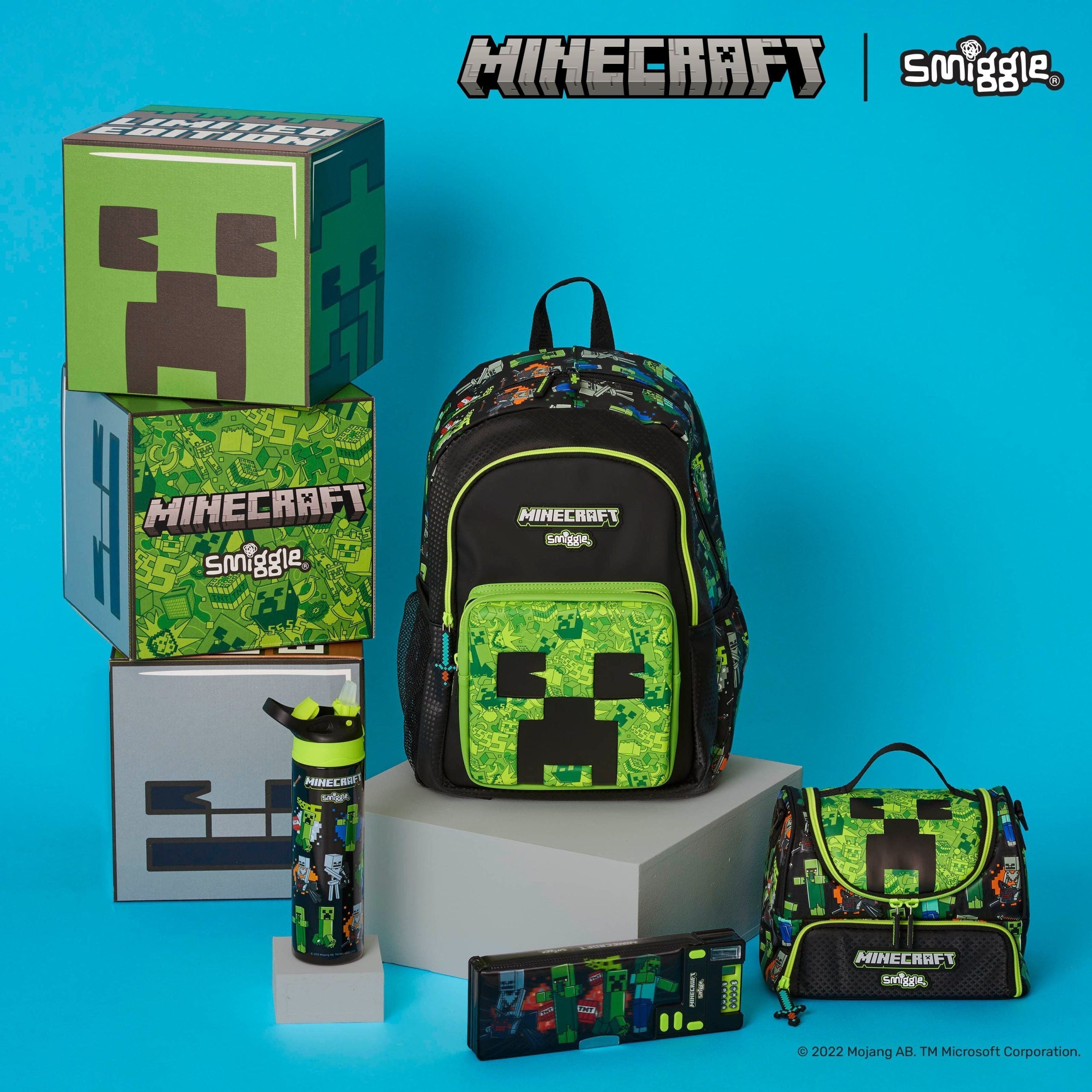 Smiggle - Minecraft Automatic Straw 520ML Steel Water Bottle
