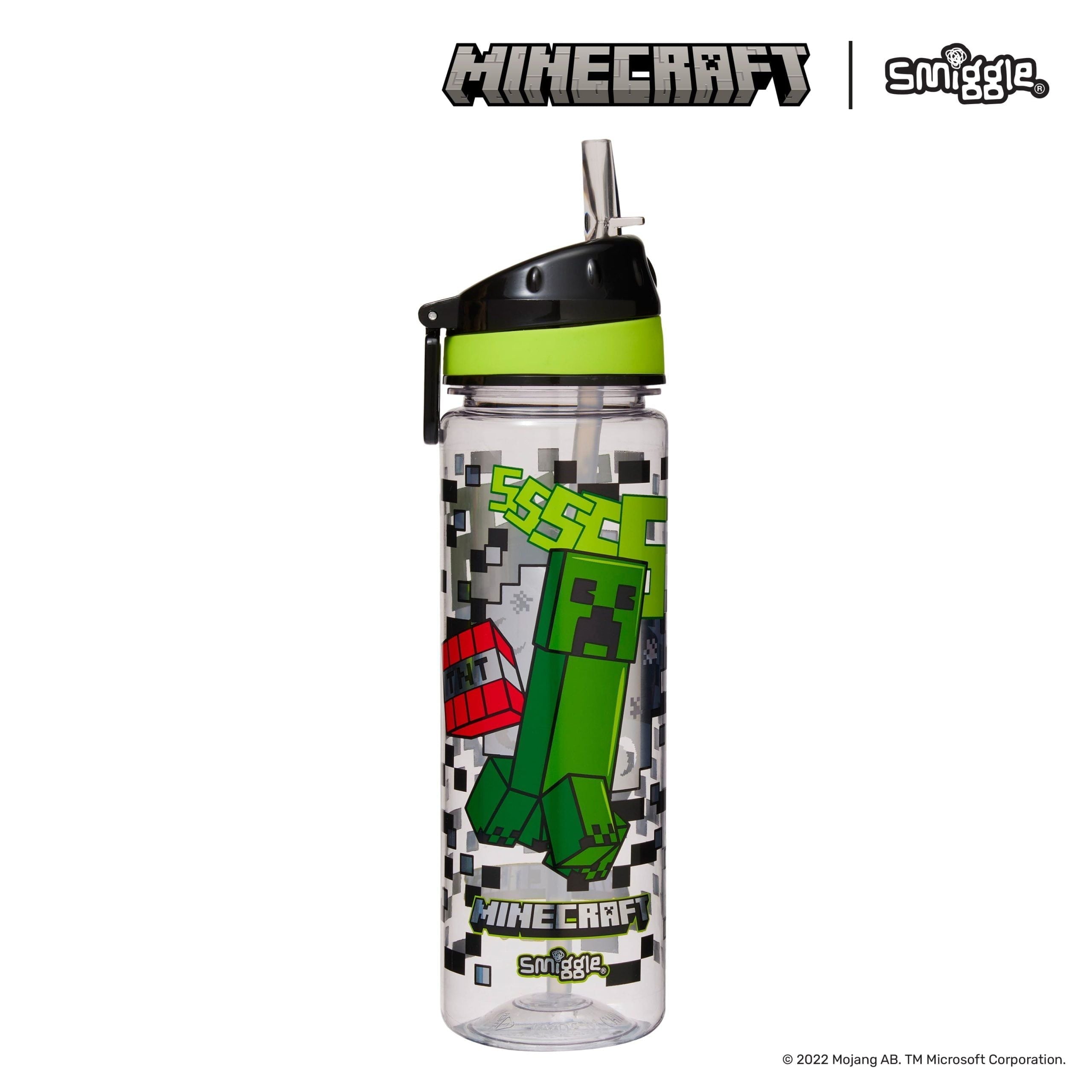 Smiggle - Minecraft Straw 650ML BPA-Free Water Bottle