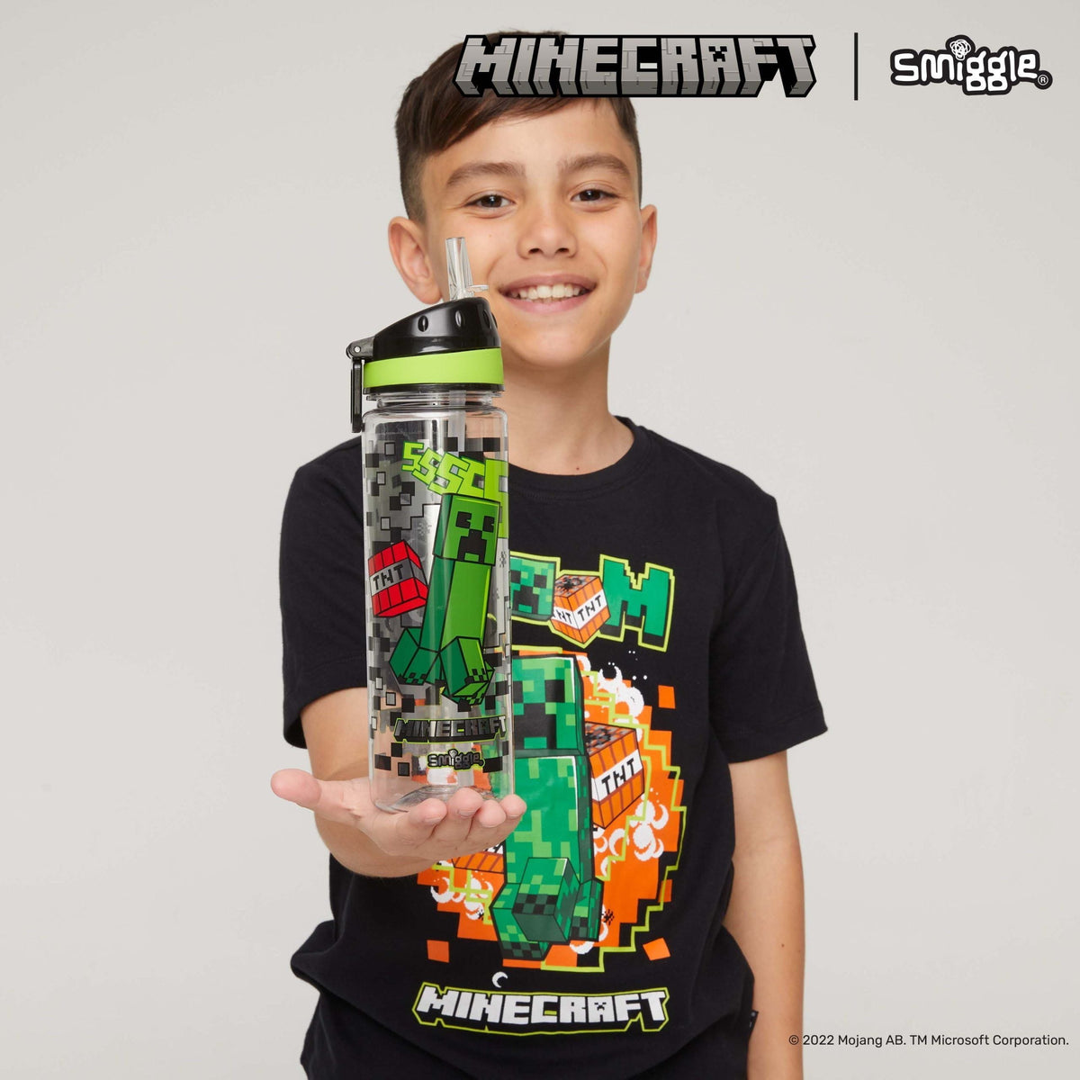Smiggle - Minecraft Straw 650ML BPA-Free Water Bottle