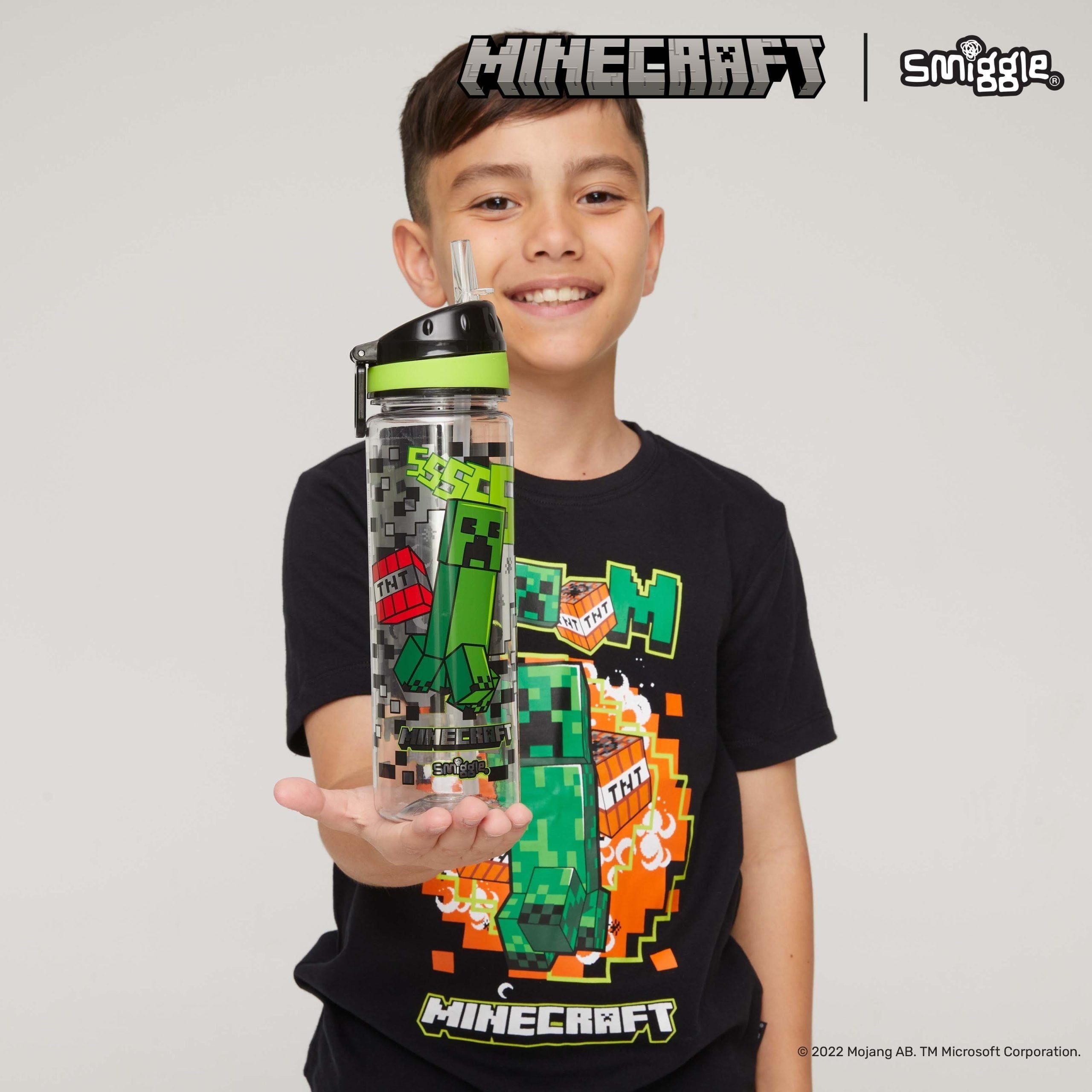 Smiggle - Minecraft Straw 650ML BPA-Free Water Bottle