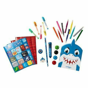 Smiggle - Sweet Blue Shark Crayon Backpack Set for Little Ones