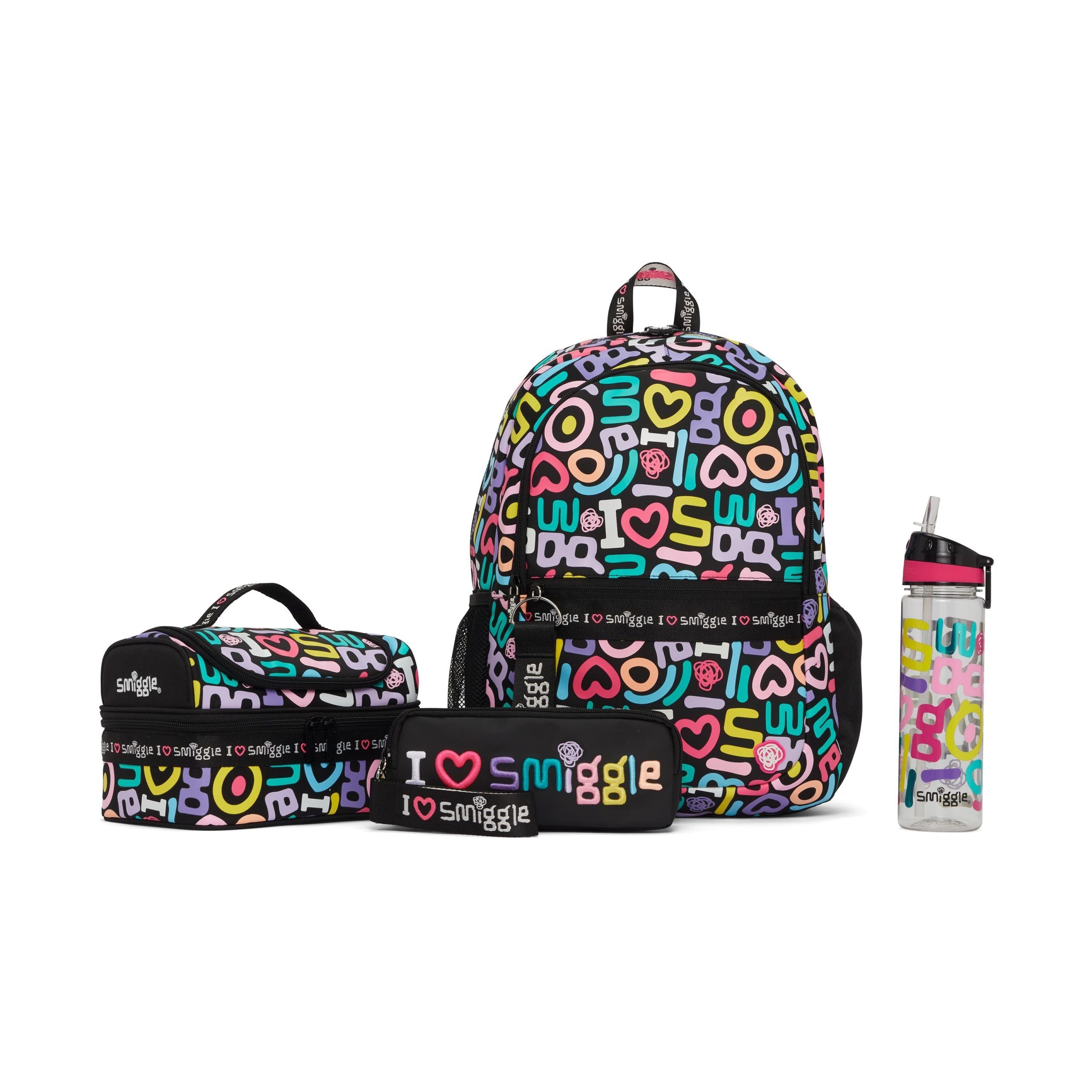 Smiggle - School Bag Set - Black Purple School Pack