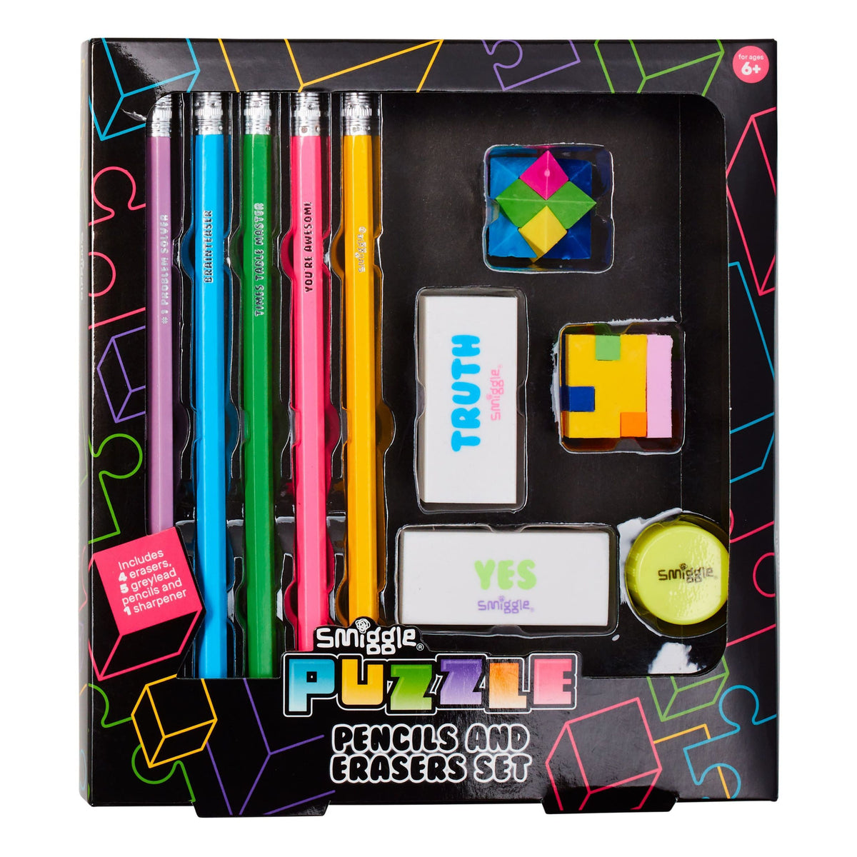 Smiggle - Puzzle Fun Pencil and Eraser Pack