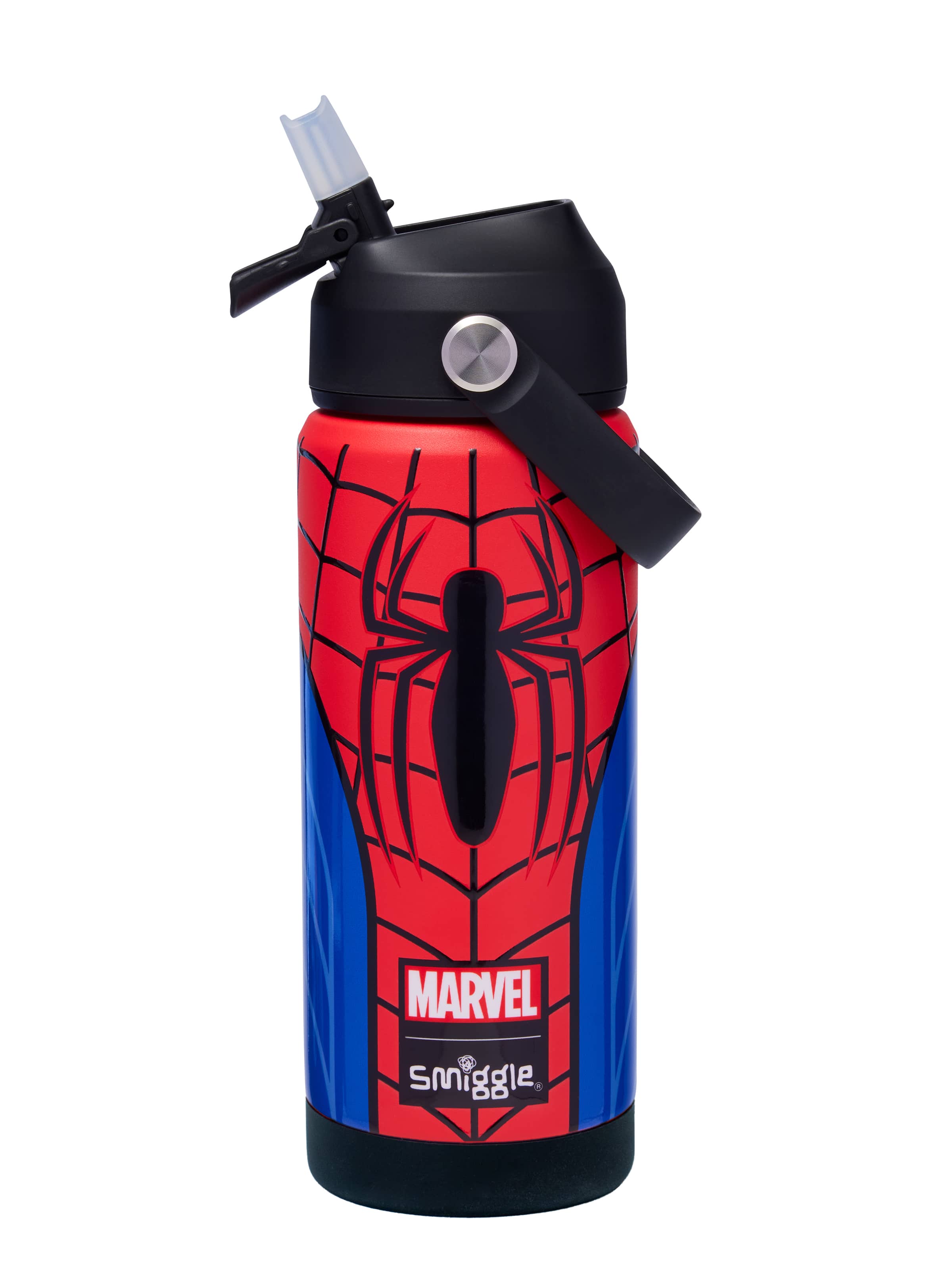 Smiggle - Spider-Man Secret Straw 550ML Steel Water Bottle
