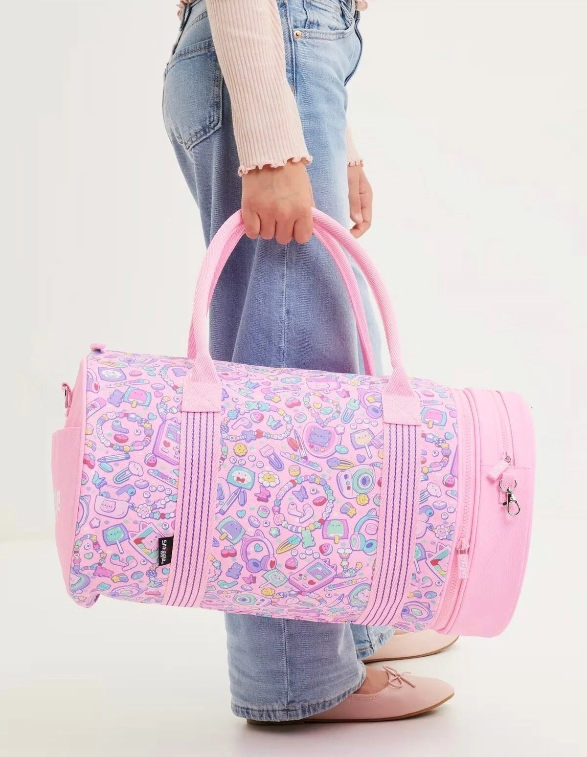 Smiggle - Super Charge 2 si 1 arada Pembe Omuz ve Spor Çantası
