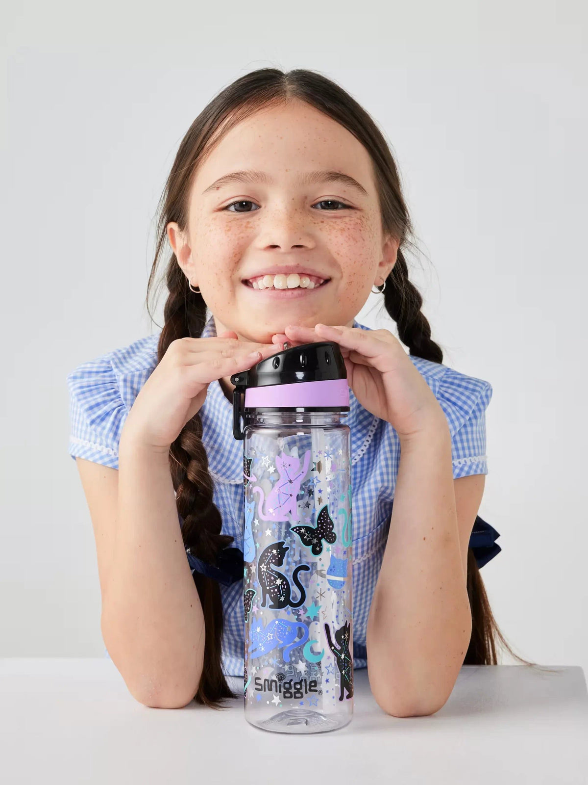 Smiggle - Wild Side 650ML BPA-Free Water Bottle with Straw 