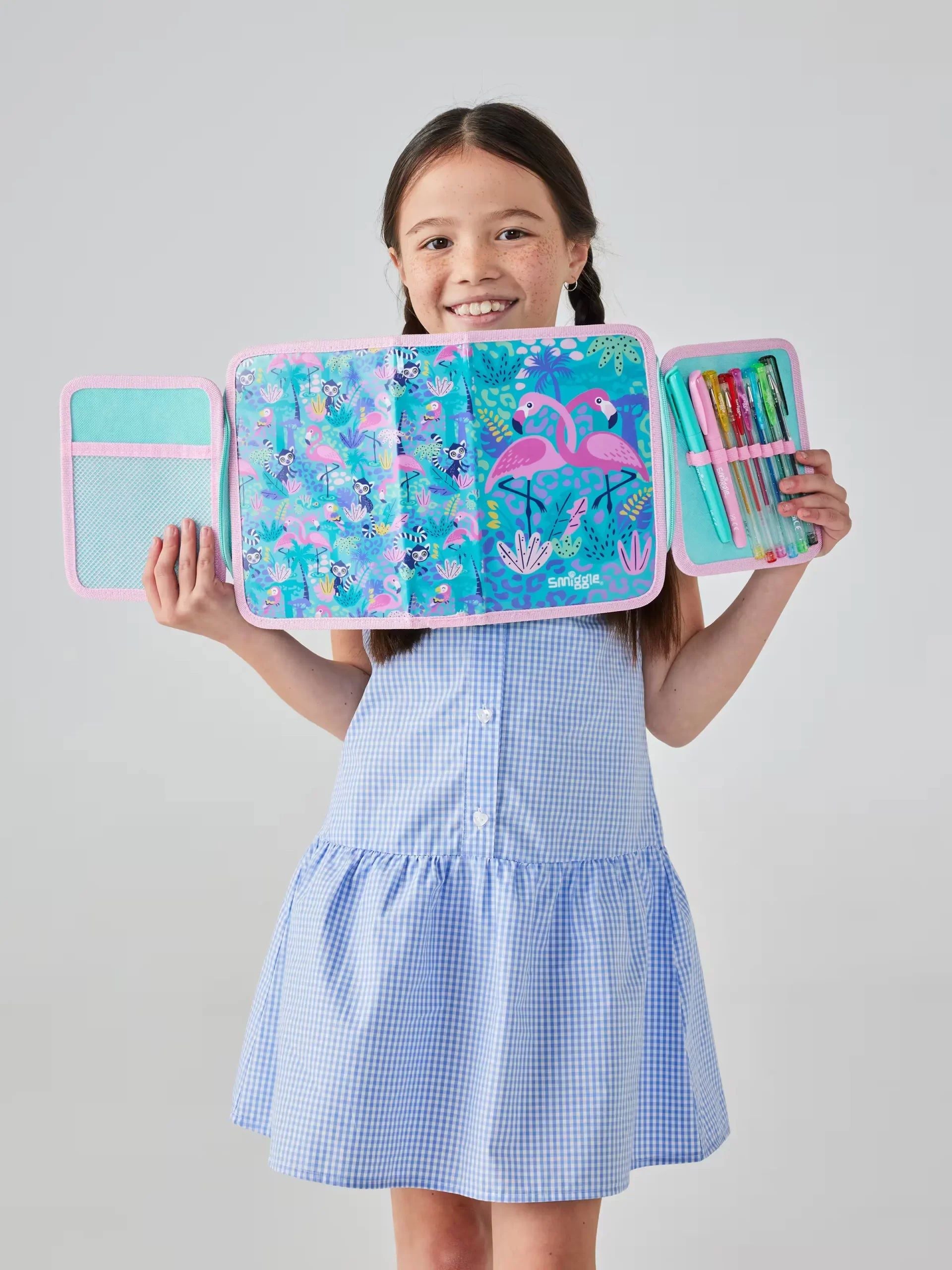 Smiggle - Wild Side Flamingo Pencil Case and Stationery Set