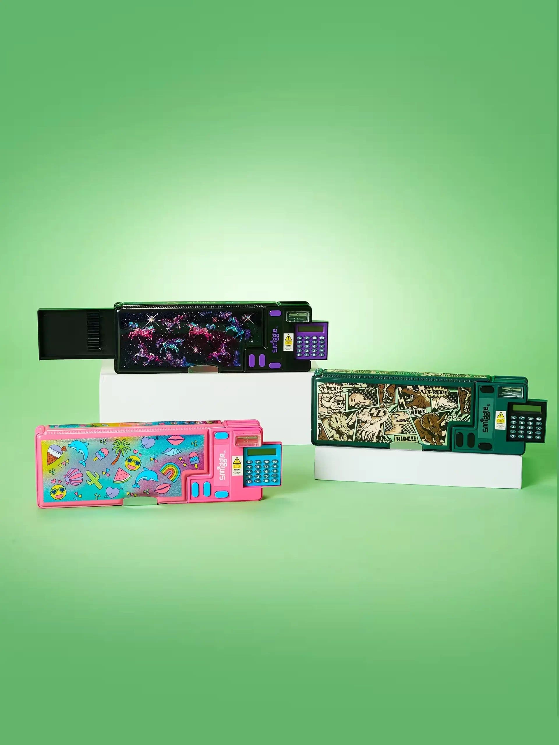 Smiggle - Wonder World Summer Vacation Pop Out Automatic Pencil Case with Calculator