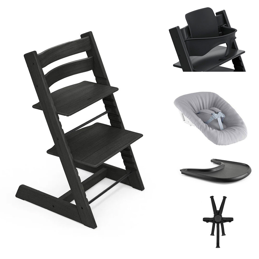 Stokke Tripp Trapp Highchair Ultimate Bundle-Highchairs-Oak Black- | Natural Baby Shower