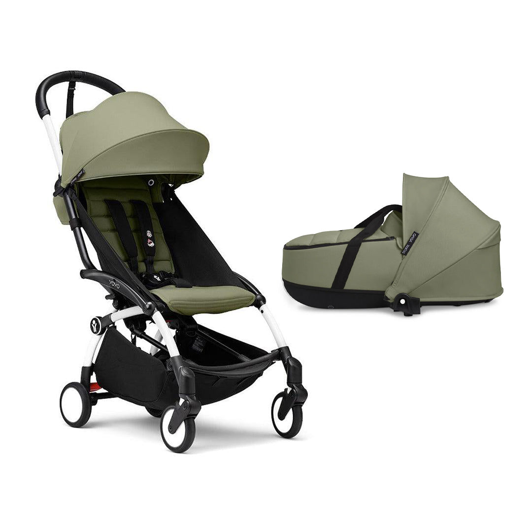 Stokke YOYO3 Newborn Shell to Toddler Bundle-Strollers-Olive-White | Natural Baby Shower