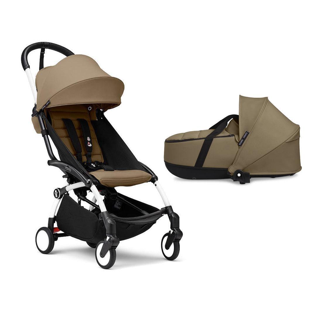 Stokke YOYO3 Newborn Shell to Toddler Bundle-Strollers-Toffee-White | Natural Baby Shower